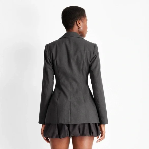 Future Collective Nipped waist charcoal blazer size large NWT - Picture 3 of 6